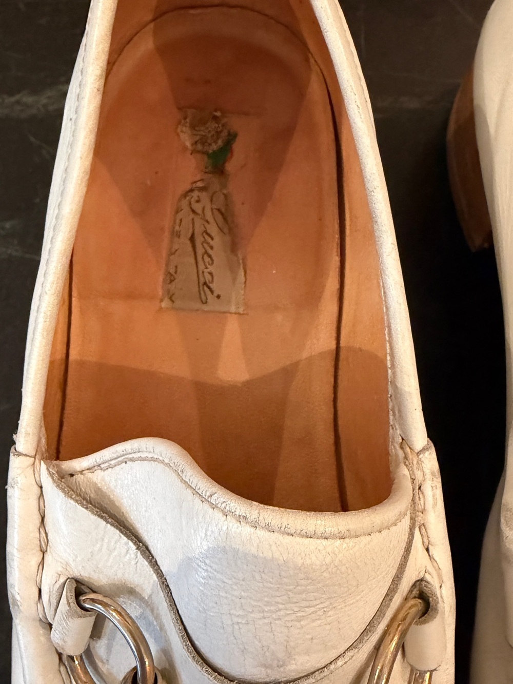 Gucci White Leather Horsebit Loafers - Picture 2 of 8
